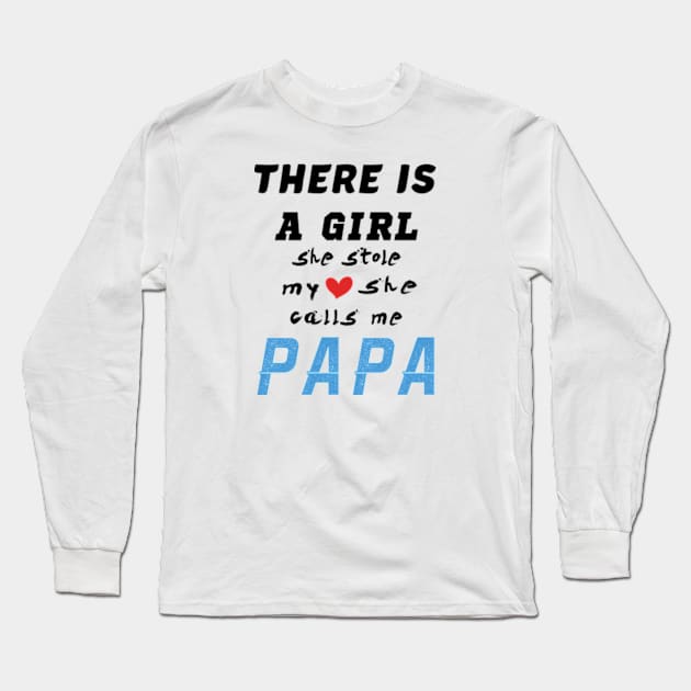 Papa Gifts Shirts from Granddaughter, She Stole My Heart Long Sleeve T-Shirt by CareTees